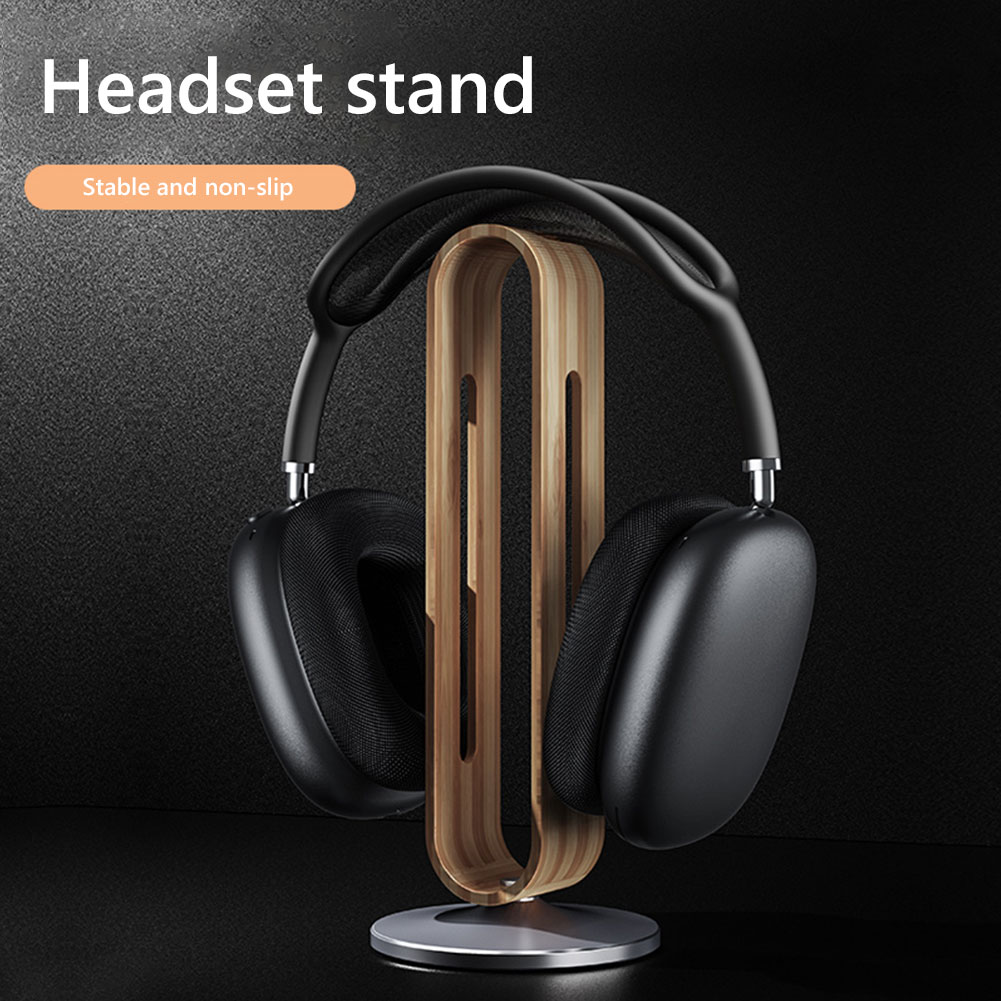 Bamboo Wood Headphone Stand De - Gaming Accessories Rack ulasan dan harga