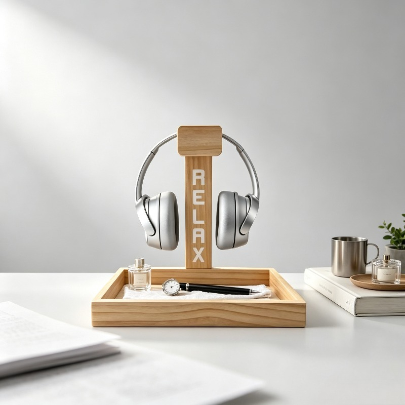 Wooden Gaming Headset Stand, D - Gaming Accessories Rack ulasan dan harga