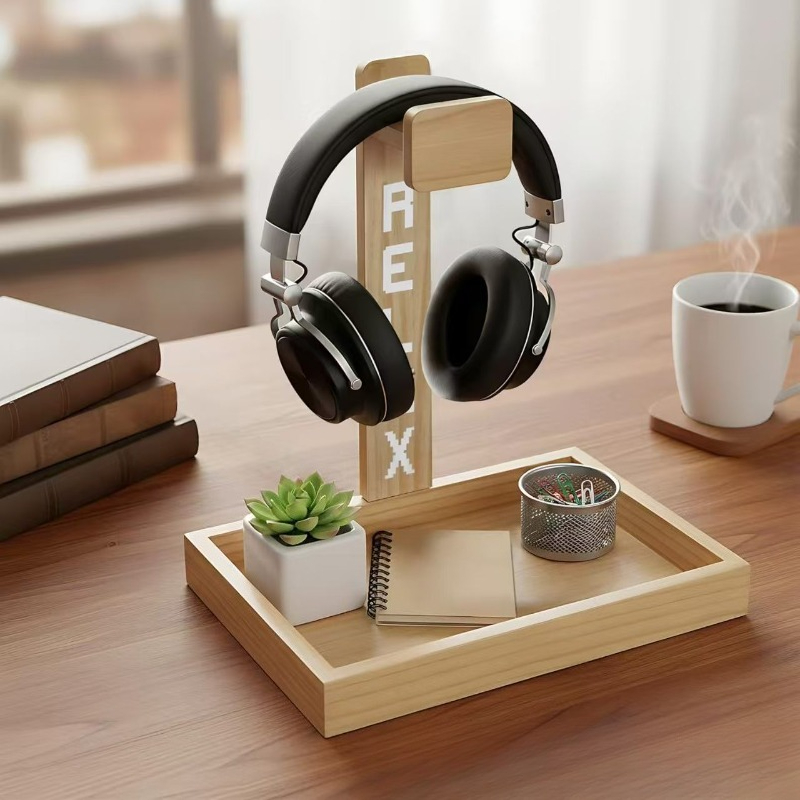 Wooden Gaming Headset Stand, D - Gaming Accessories Rack ulasan dan harga